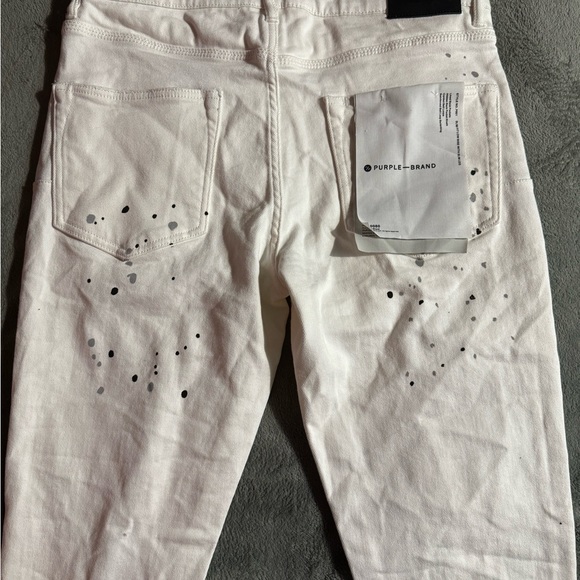 Purple jeans, size 32 slim fit, white jeans with paint splatter✅ - Picture 2 of 9